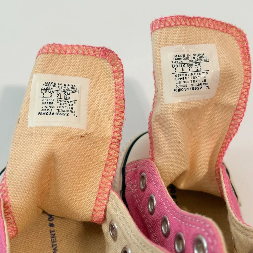 Converse Sneakers Pink High Top Toddler Baby Size 5 Pink‎ Pre-owned No Laces